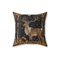 Victorian Reindeer Full Moon And Stars in Whimsical Night Pillow Home Decor, Spun Polyester Square Pillow