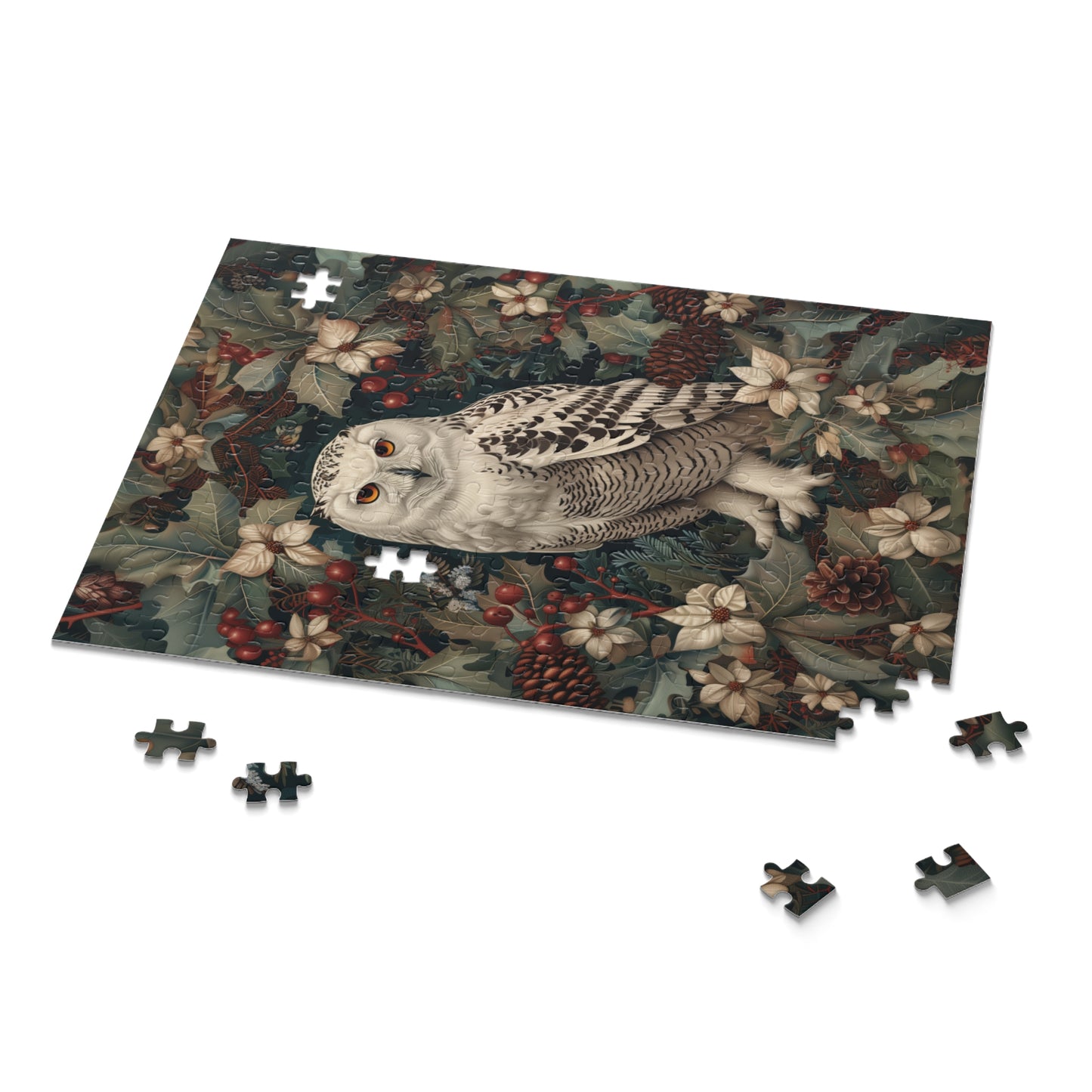 Snowy Owl Winter Puzzle, Enchanted Woodland Holiday Jigsaw (120, 252, 500 Pieces)