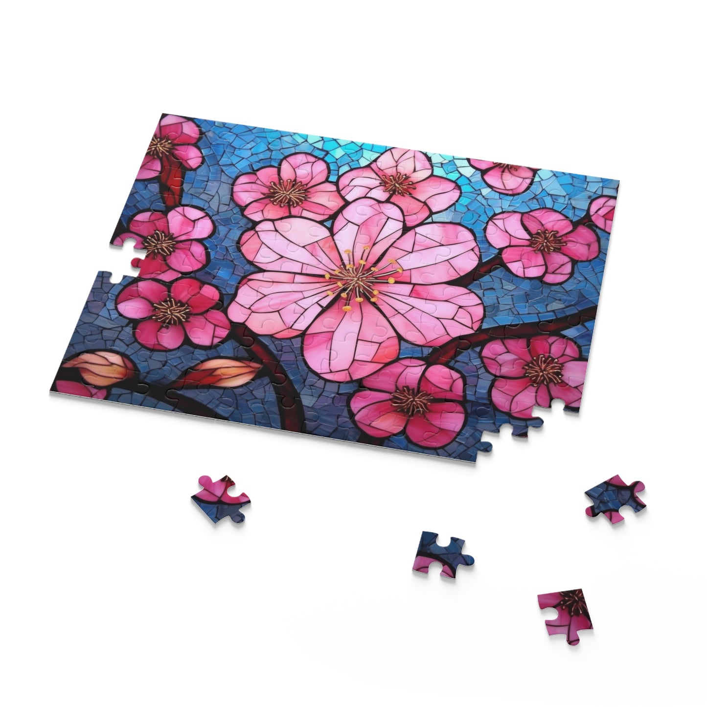 Stained Glass Cherry Blossom Jigsaw Puzzle (120, 252, 500-Piece)  Gift-Ready Box, Adult Jigsaw Puzzle, Gift Him Her