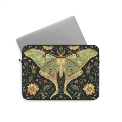 William Morris Inspired Luna Moth Floral Pattern Laptop Sleeve, Luna Moth Protective Case, Gift for Nature Lovers