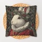 Pillowcase Christmas Rabbit Holiday Bunny, William Morris Inspired Festive Animal Throw Pillowcase