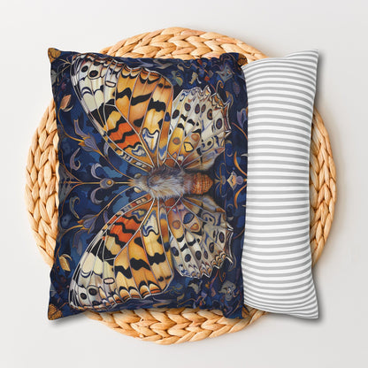 William Morris Inspired Blue Ornate Butterfly Decorative Pillowcase