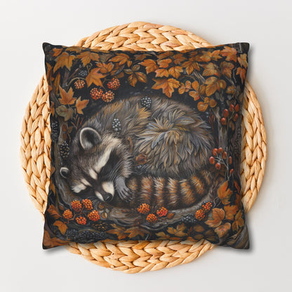 Woodland Sleeping Raccoon Pillowcase: William Morris Fall Decor