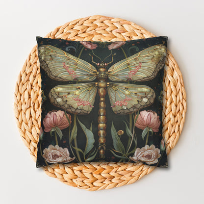 William Morris Inspired Victorian Botanical Dragonfly Pillowcase
