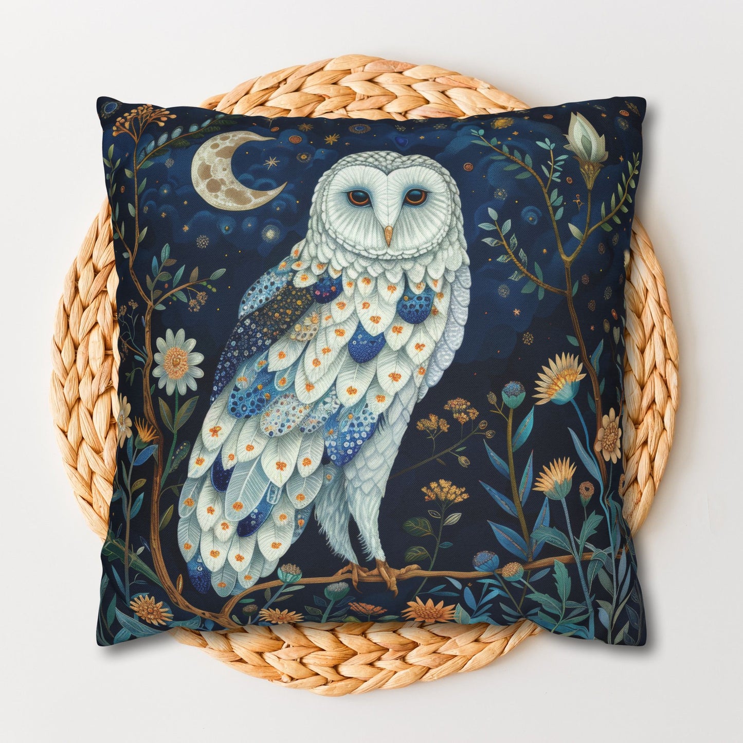 William Morris Inspired Night Owl Pillowcase