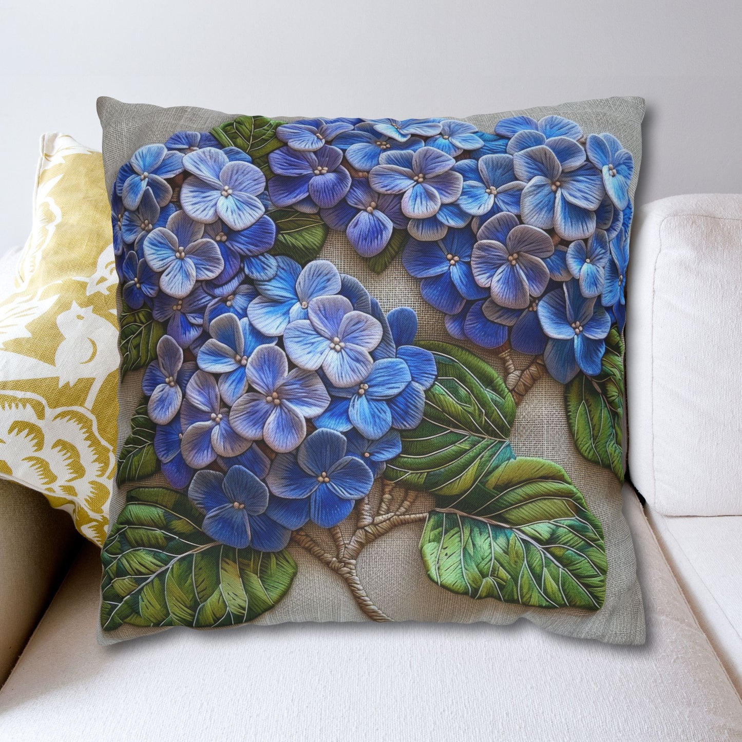 Hydrangea Purple Blue Decorative Pillowcase, Botanical Home Decor Pillowcase
