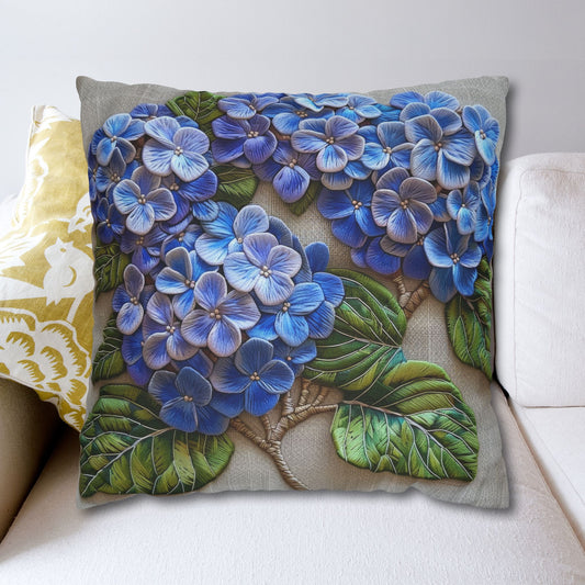 Hydrangea Purple Blue Decorative Pillowcase, Botanical Home Decor Pillowcase