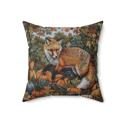 Woodland Fox Pumpkins Patch William Morris Inspired Decorative Pillow