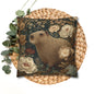Capybara Botanical Pillowcase, William Morris Style Vintage Floral Animal Cushion