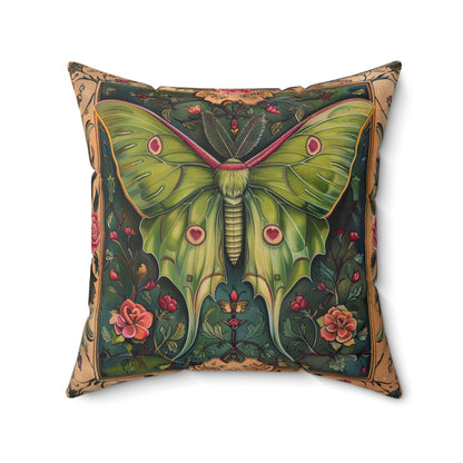 Medieval Art Luna Moth Persian Miniature Square Pillow, Decorative Throw Cushion, Home Accent, Unique Gift, Living Room Decor