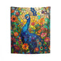 Tapestry of Peacock Faux Stained Glass, Vibrant Psychedelic, Art Wall Tapestries