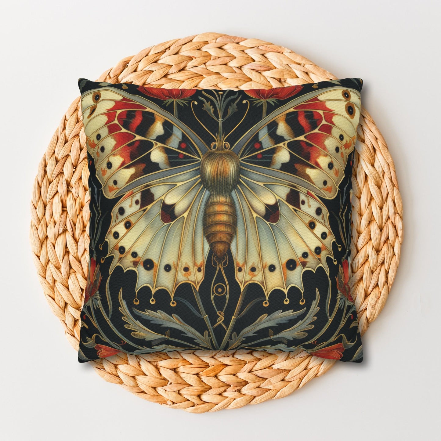 William Morris Inspired Victorian Butterfly Floral Decorative Pillowcase