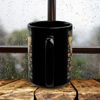 William Morris Butterfly Coffee Mug, Botanical Woodland Black Ceramic Cup, Vintage Insect Lover Gif