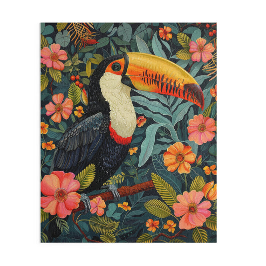 William Morris Inspired Tropical Toucan Puzzle Box (120, 252, 500-Piece) Family Jigsaw Puzzle, Puzzle Box Gift