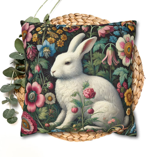 Floral Rabbit Throw Pillow:case Whimsical Spring Home Decor