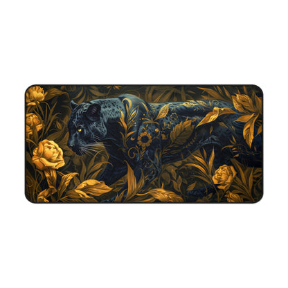 William Morris Inspired Gold Black Panther Desk Mat 2 Sizes | Gamer Keyboard Mouse Pad | Office Decor GiftDesk Mats