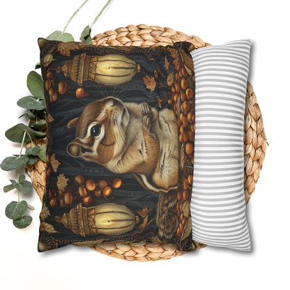 William Morris Inspired Chipmunk Among Acorn Lanterns Pillowcase