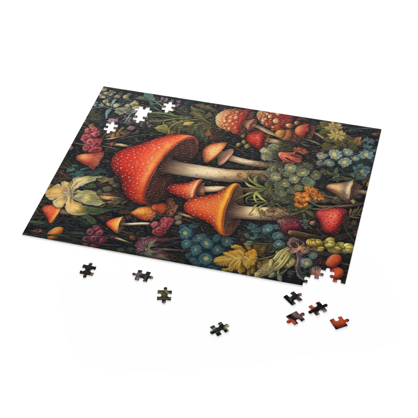 William Morris Inspired Wild Mushroom Jigsaw Puzzle (120, 252, 500-Piece) Gift-Ready Box, Adult Jigsaw Puzzle