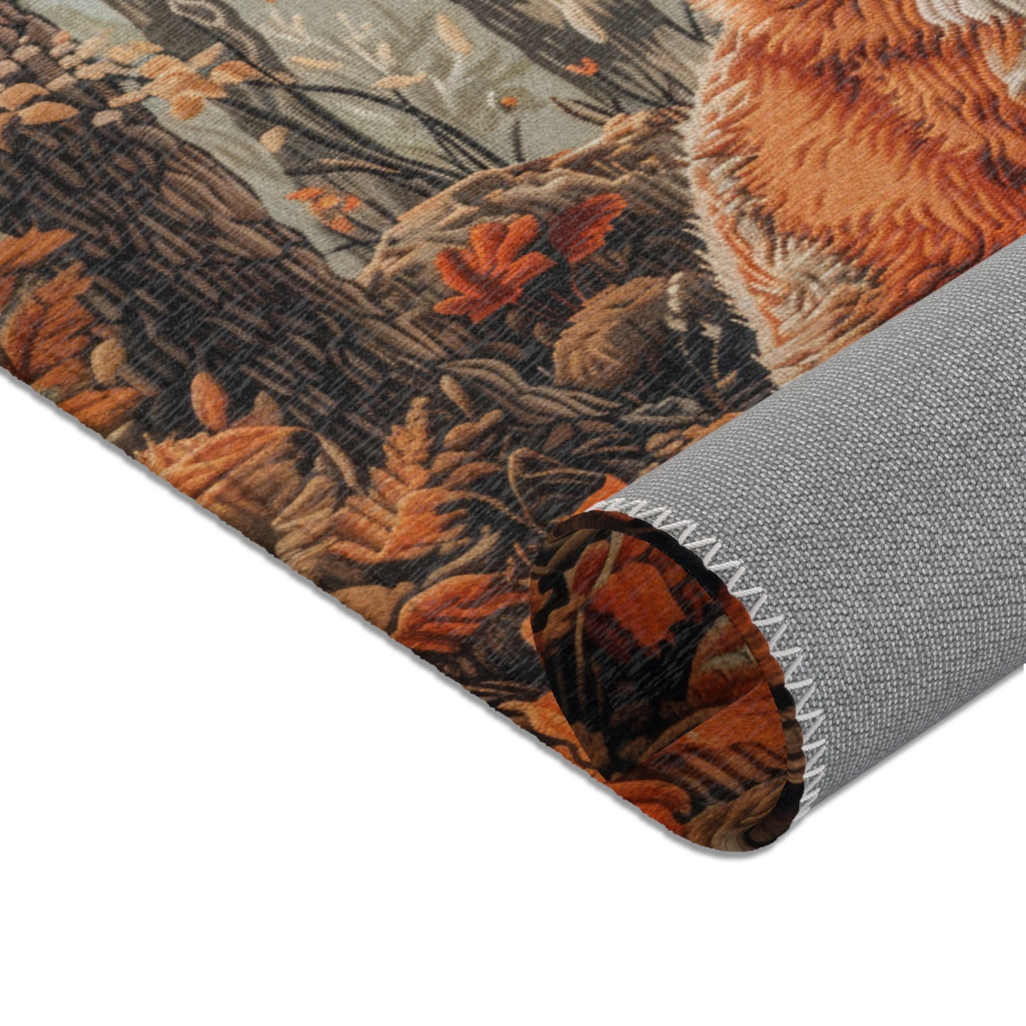 Fox Fall Autumn William Morris Inspired Area Rug, Cottagecore Living Room Carpet, Housewarming Gift, Fall Room Decor, Rectangle Rug