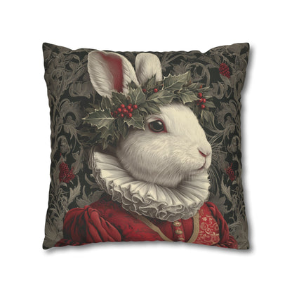 Pillowcase Christmas Rabbit Holiday Bunny, William Morris Inspired Festive Animal Throw Pillowcase