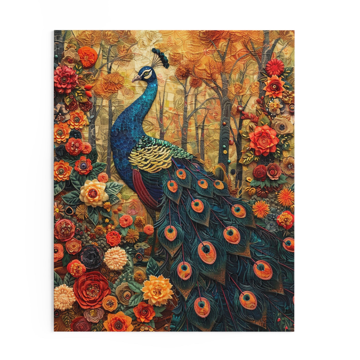Art Deco Peacock Puzzle Box (120, 252, 500-Piece) Family Jigsaw Puzzle, Puzzle Box Gift For Her