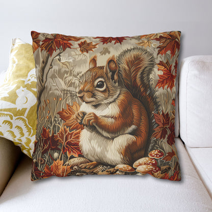 Woodland Brown Squirrel Fall Autumn Forest Decorative Pillowcase