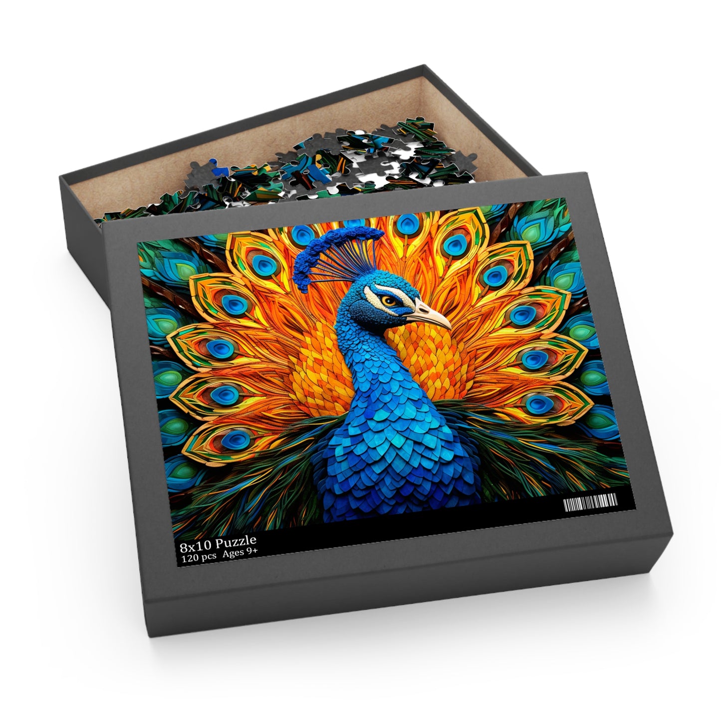 Stained Glass Peacock Jigsaw Puzzle (120, 252, 500-Piece)  Gift-Ready Box, Adult Jigsaw Puzzle, Gift Him Her