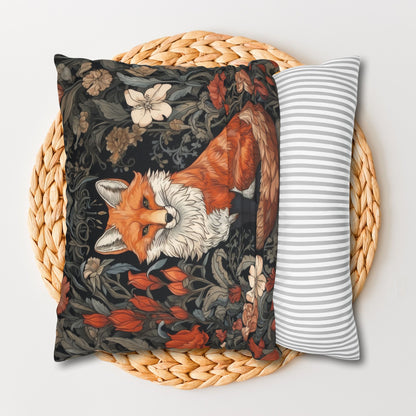 William Morris Inspired Botanical Woodland Fox Decorative Pillowcase