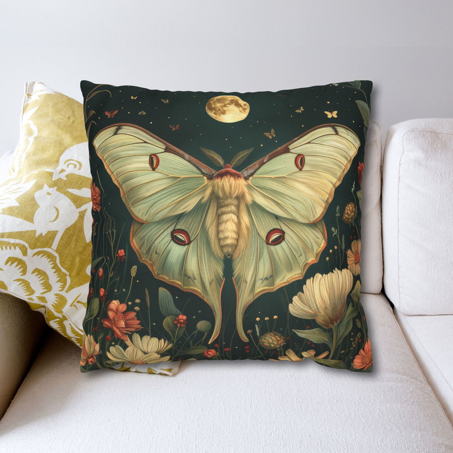 Luna Moth Flight Full Moon Night  Pillowcase