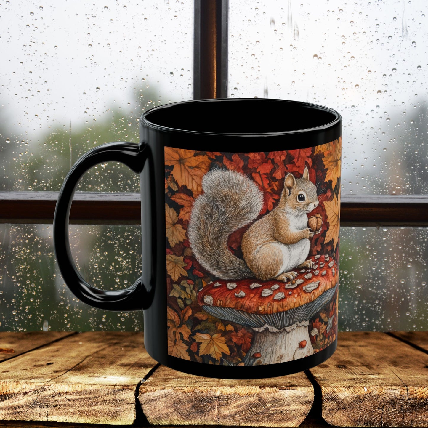 Autumn Squirrel Mug, Cozy Fall Coffee Cup, Cute Gift for Nature Lovers, Seasonal Decor, Thanksgiving, Hot Beverage