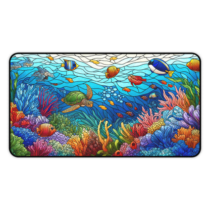 Tropical Reef: Stained Glass Style Desk Mat 2 Sizes | Office Decor GiftDesk Mats