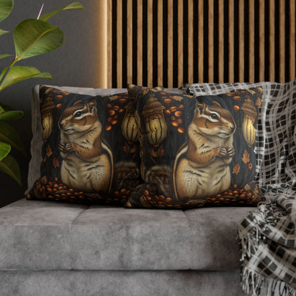 William Morris Inspired Chipmunk Among Acorn Lanterns Pillowcase