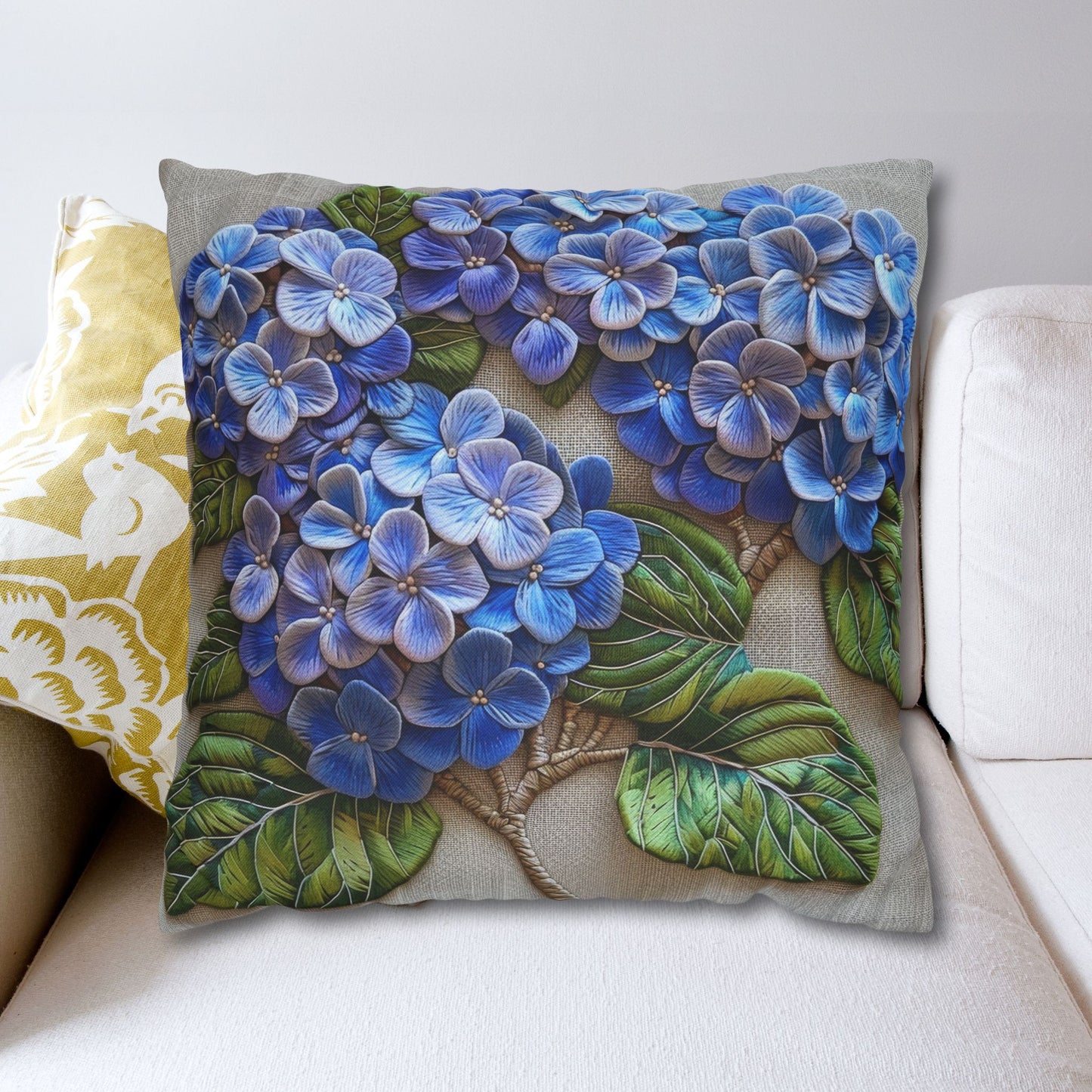 Hydrangea Purple Blue Decorative Pillowcase, Botanical Home Decor Pillowcase