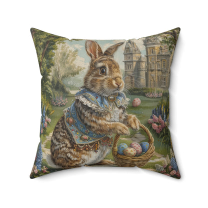 Rococo Bunny Easter Eggs Pillow: William Morris Style Decor