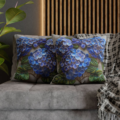 Hydrangea Purple Blue Decorative Pillowcase, Botanical Home Decor Pillowcase