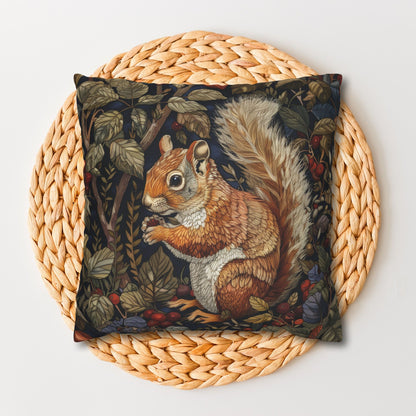 Squirrel Berry William Morris Inspired, Squirrel Ancient Decorative Pillowcase