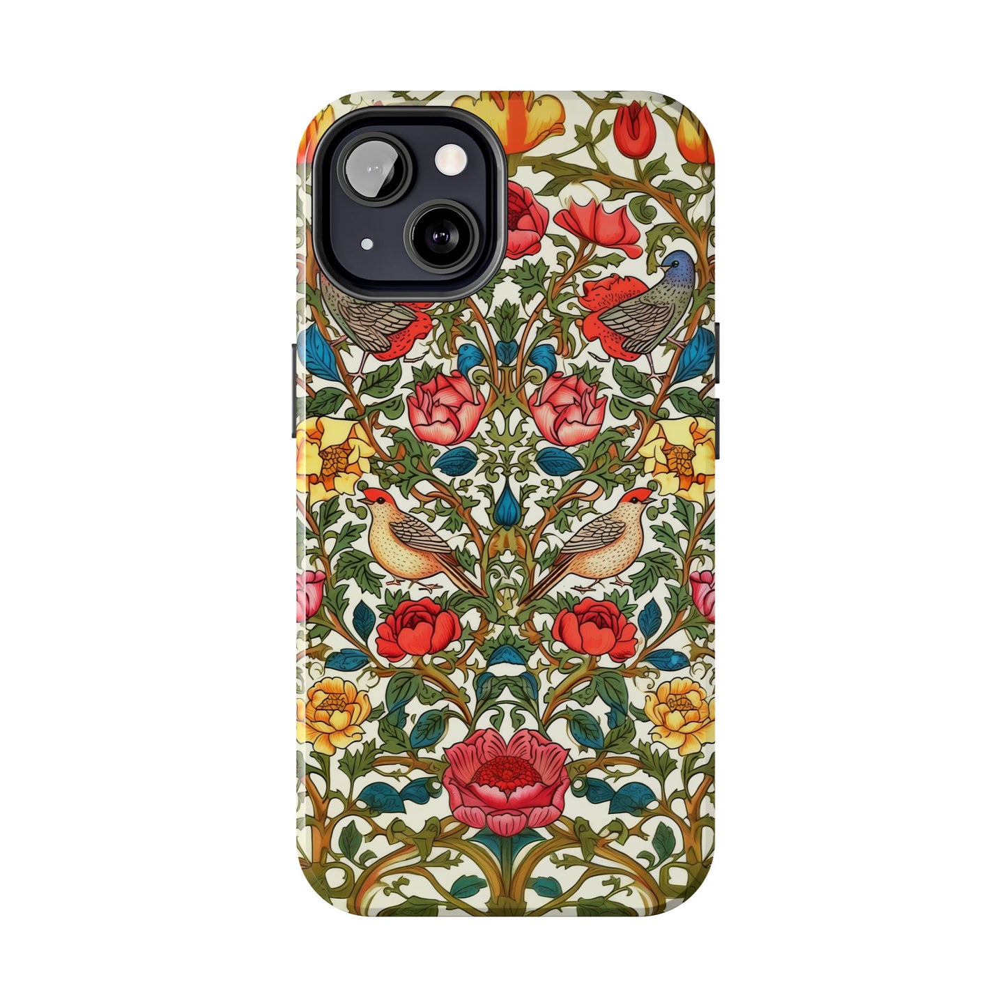 Vintage Pattern Rose And Bird in The Style of William Morris iPhone Tough Case