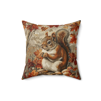 William Inspired Woodland Brown Squirrel Fall Autumn Forest Decorative Squrae Pillow