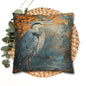 Autumn Heron Throw Pillowcase: Rustic Lake Scene Wildlife Decor