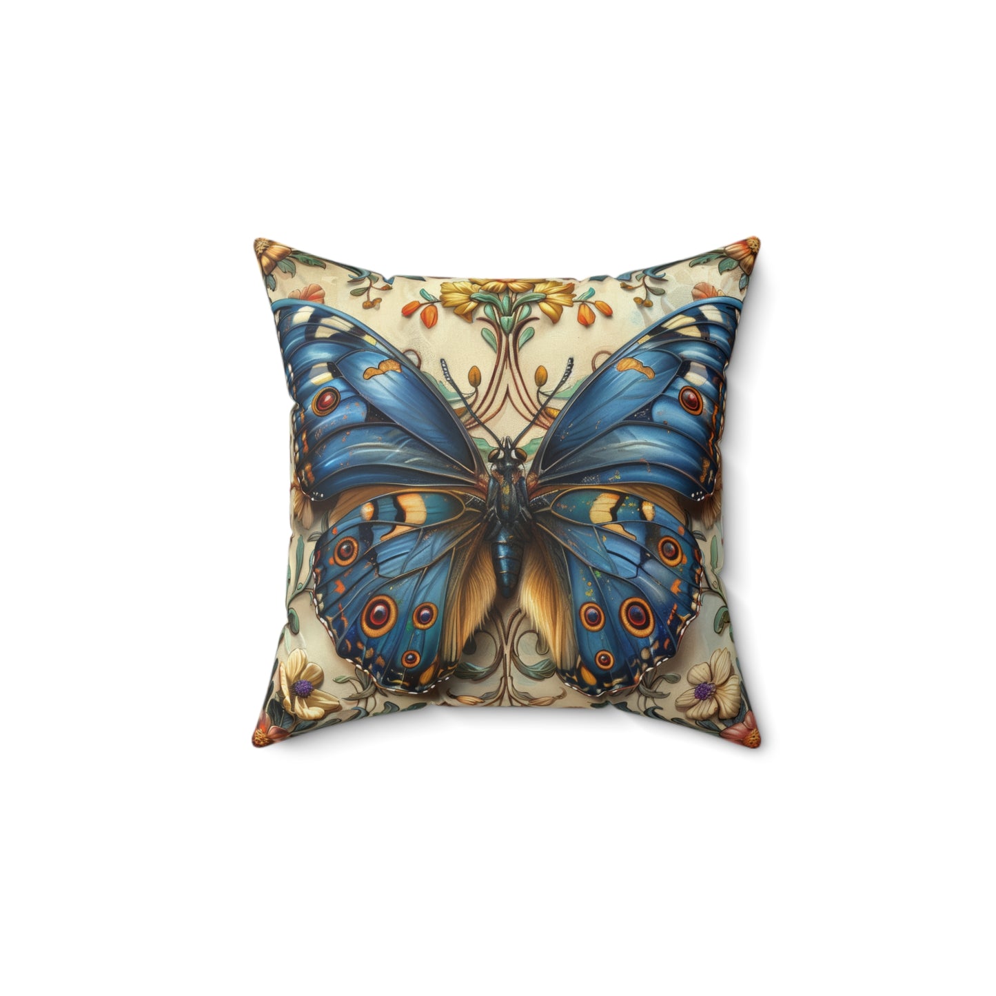 Blue Butterfly Decorative Pillow - Nature-Inspired Home Accent