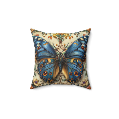 Blue Butterfly Decorative Pillow - Nature-Inspired Home Accent