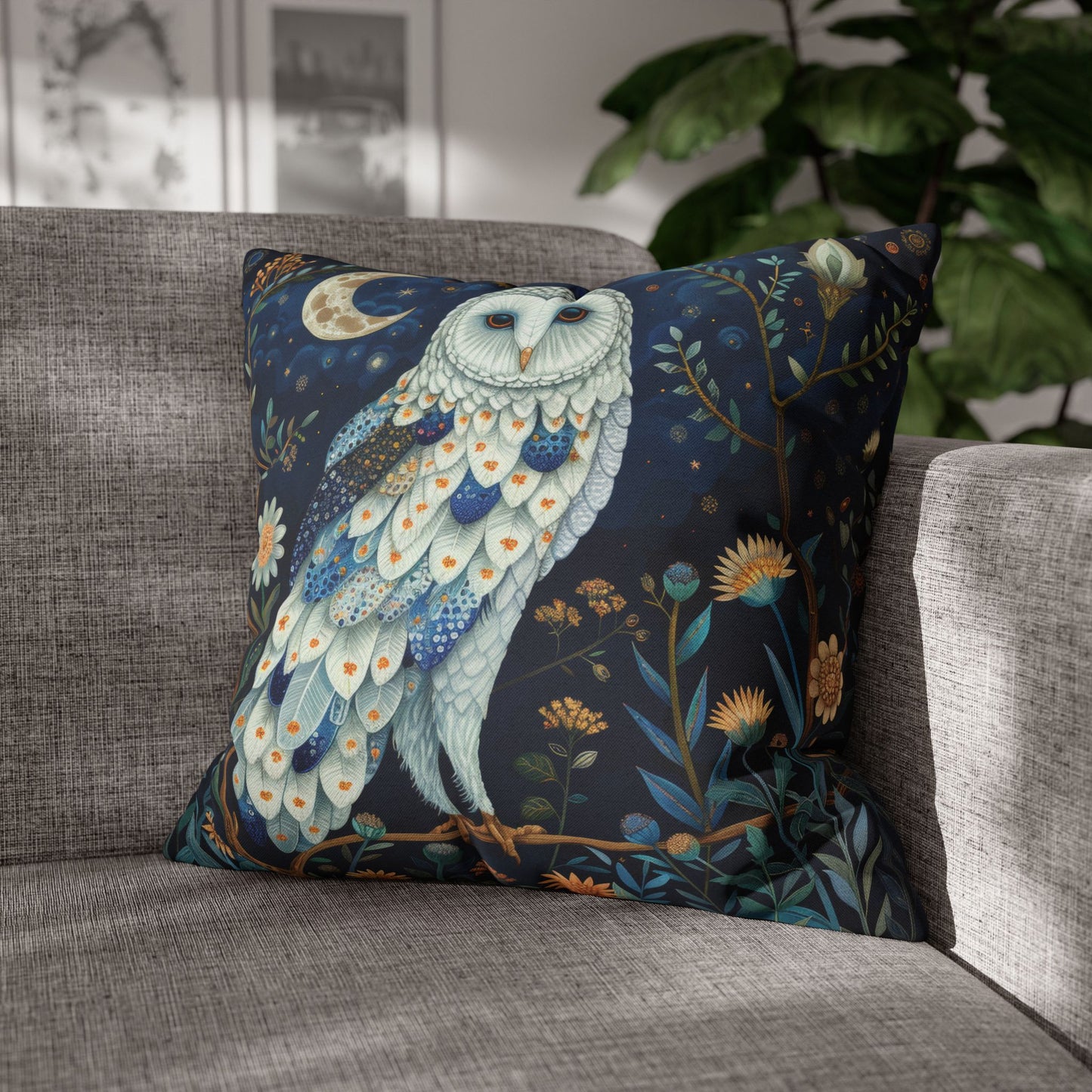 William Morris Inspired Night Owl Pillowcase