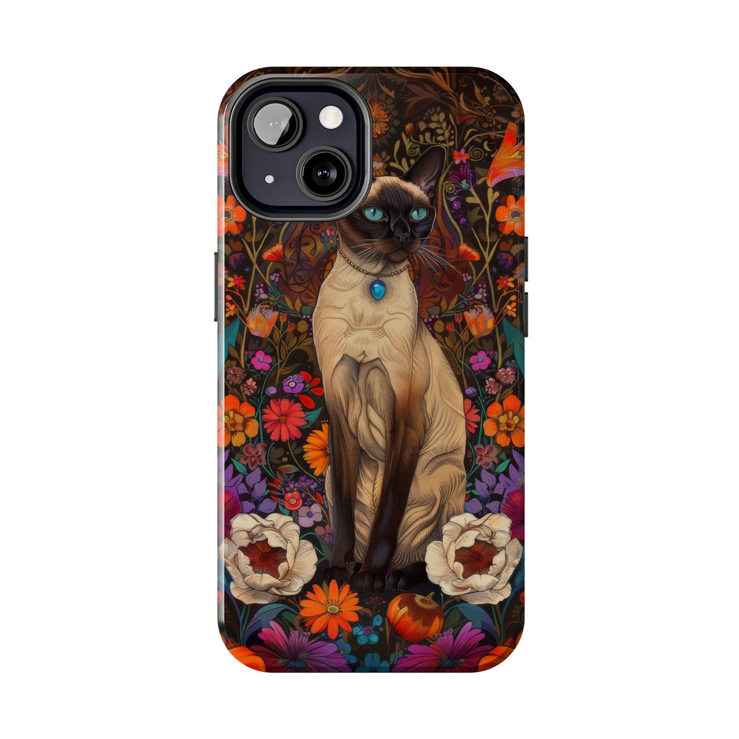 Art Deco Siamese Cat In The Style of William Morris iPhone Tough Case