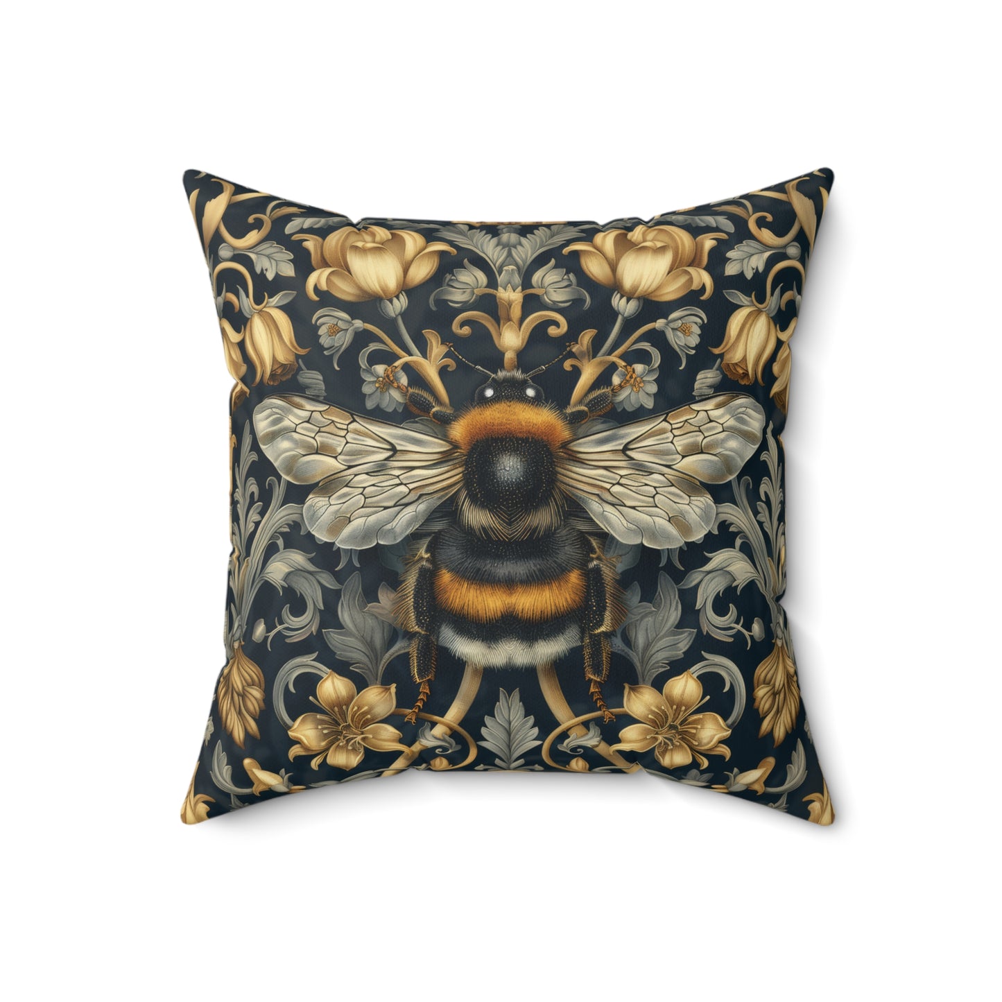 Victorian Art Inspired Bumblebee Baroque Gold Flora Pillow, Home Decor, Living Room Accessory Bedroom Pillow
