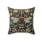 Victorian Art Inspired Bumblebee Baroque Gold Flora Pillow, Home Decor, Living Room Accessory Bedroom Pillow