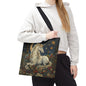 William Morris Inspired Celestial Unicorn Tote Bag | Moonlit Fantasy Market Bag