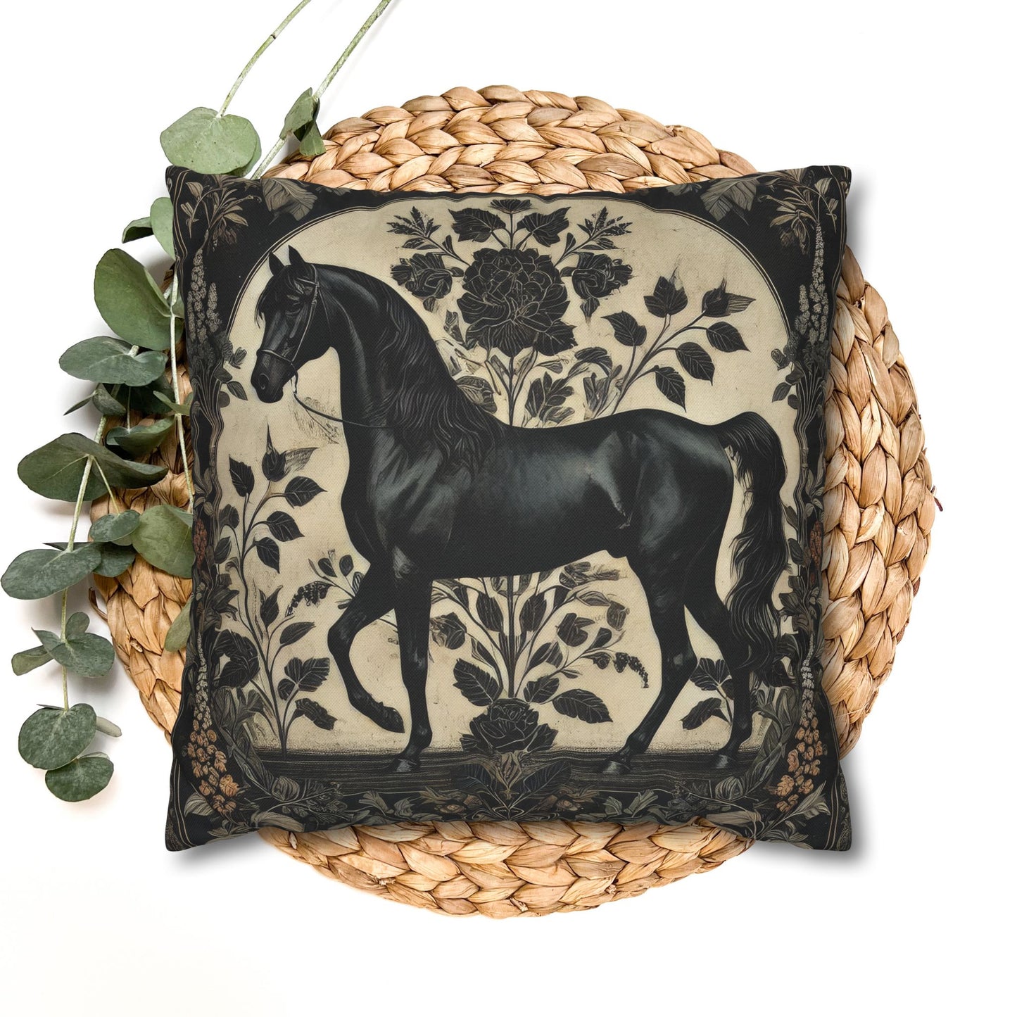 William Morris Arabian Black Horse Pillowcase