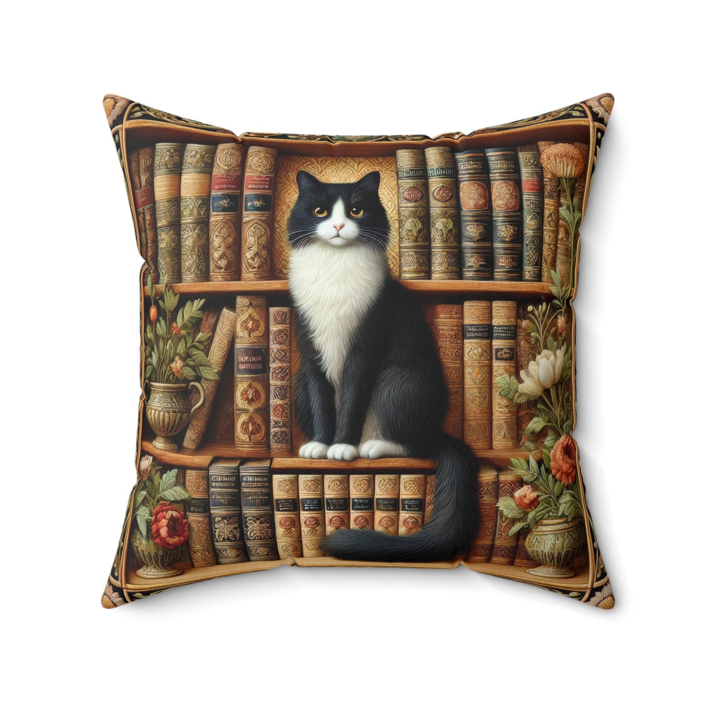 Cat Bookshelf Pillow: Whimsical Book Lover Home Decor