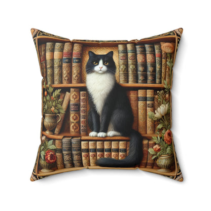 Cat Bookshelf Pillow: Whimsical Book Lover Home Decor