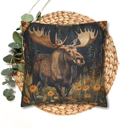 William Morris Inspired Rustic Moose Sunflower Pillowcase